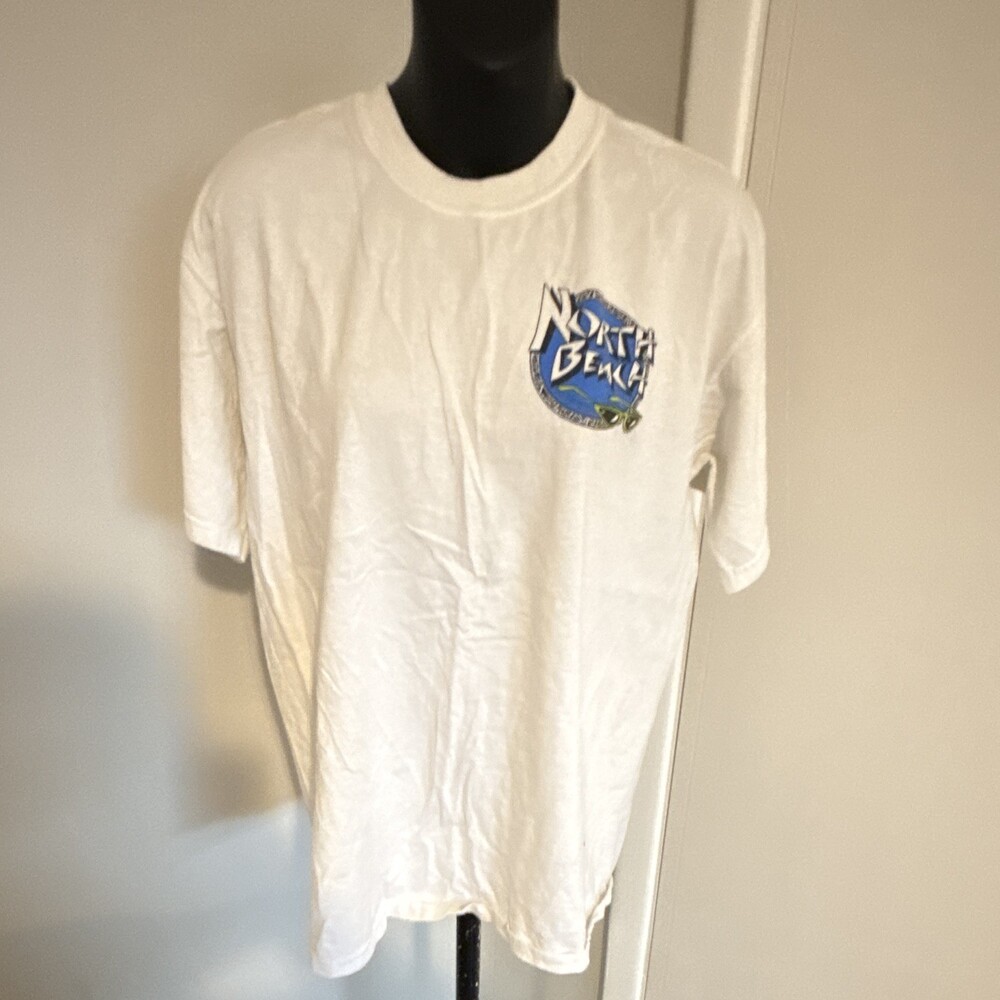 Vtg 2000s North Beach Graphic Tee Medium M Gildan Ultra Cotton Sunglasses Y2K